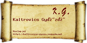 Kaltrovics Győző névjegykártya